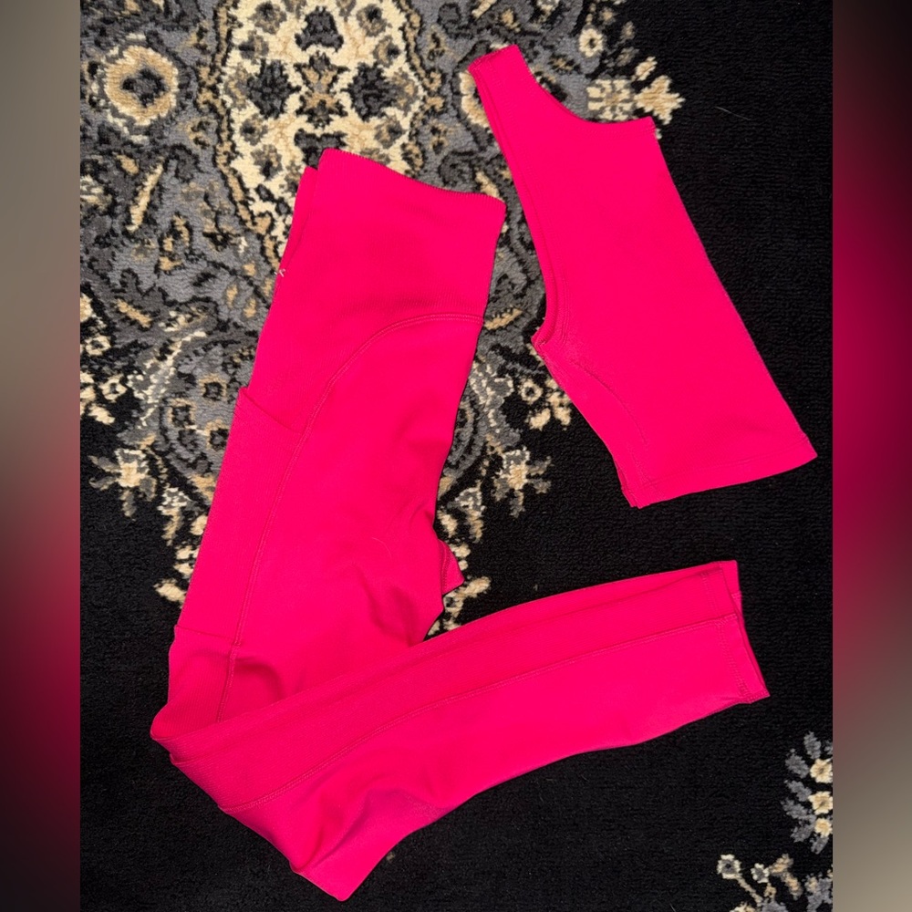 Hot Pink Active Leggings and Tank Set
